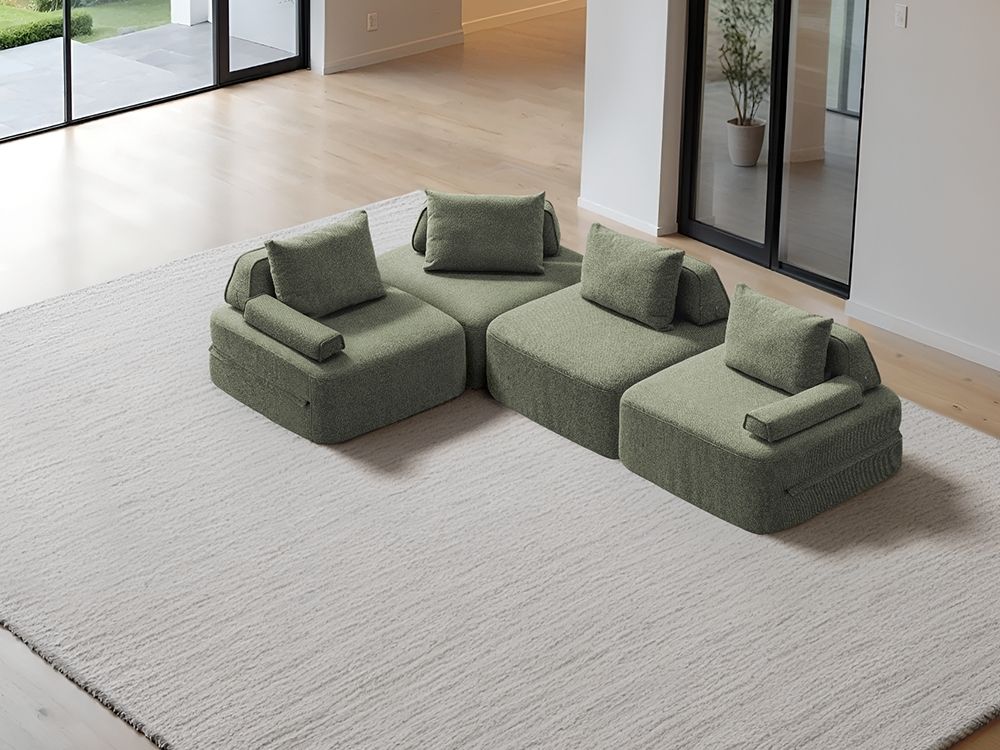 Cushie Modular 4-Seater L-Shaped Sectional (120") - Sage